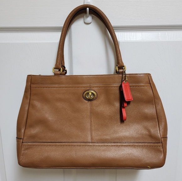 Coach Handbags - Coach Park Leather Carryall Tan Satchel Tote Bag E1273-F23268 Double Handle Flaw